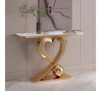 Mesa de entrada con losa de roca en forma de corazón, mesa de acero inoxidable chapada en D para pasillo, dormitorio, sala de estar, vestíbulo, diseño moderno único