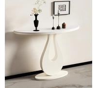 Mesa de entrada con tablero de piedra semicircular y bastidor de acero | Tablero semicircular piedra sinterizada, marco acero carbono, superficie lavable, estructura estable(A2,150cm/59in)
