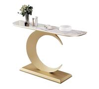 Mesa de entrada, consola larga, parte superior de losa de roca, mesa de sofá estrecha para vestíbulo, pasillo, sala de estar, diseño moderno, construcción resistente, uso versátil