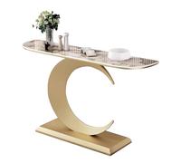 Mesa de entrada, consola larga, parte superior de losa de roca, mesa de sofá estrecha para vestíbulo, pasillo, sala de estar, diseño moderno, construcción resistente, uso versátil