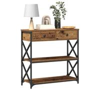 Mesa de Entrada de Estilo Industrial con 2 cajones de Almacenamiento | Hecha de Madera reciclada y Hierro con Acabado Desgastado para un Toque Vintage, Ideal para Sala de Estar o Entrada, 75 cm, Mesa