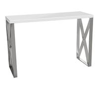 Mesa de Entrada de Madera DM y Metal en Blanco y Gris 120x40x80cm