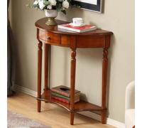 Mesa de Entrada en Forma de Media Luna, Mesa Consola de Madera Maciza,Mesa Auxiliar para sofá con cajones, con función de Almacenamiento, Adecuada para Salas Light Brown 90*38*87.5cm/35.4*15*34.4 in