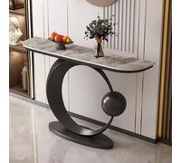Mesa de entrada, mesa consola de 11.8 pulgadas de altura con tablero de roca, mesa larga de sofá para sala de estar, pasillo, vestíbulo