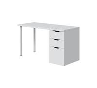 Habitdesign Mesa Ordenador Reversible con 2 Cajones y 1 Puerta, Mesa Despacho, Escritorio, Modelo Athena, Acabado en Color Blanco Artik, Medidas: 138 cm (Ancho) x 60 cm (Fondo) x 74 cm (Alto)