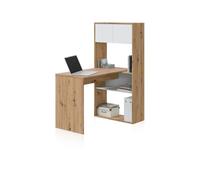 Mesa de escritorio con estantería dess blanco artik (blanco mate) - roble nodi 108 x 140 x 70 cm