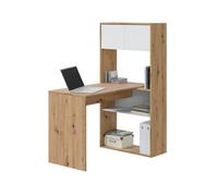 Forés Mesa-estantería Duo Reversible 3 posiciones Escritorio y librería Roble Nodi/Blanco Artik
