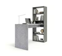 Mesa de escritorio con estantería en gris grafito y gris cemento 120x50 cm cosmic gris grafito - gris cemento 120 x 71 x 53 cm