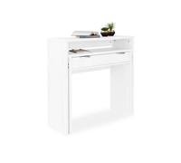duehome | Mesa Escritorio Extensible, Consola Extensible, Mesa Estudio, Modelo Aput, Acabado en Blanco, Medidas: 90 cm (Largo) x 33-63,4 cm (Ancho) x 87,5 cm (Alto)