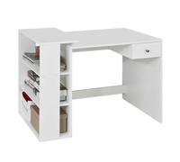 Mesa de escritorio mesa de ordenador con un cajón y 4 estantes color blanco l 101 x h76 cm fwt35-w sobuy