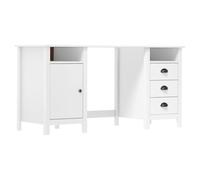 Mesa de escritorio mesa de trabajo mueble de ordenador estudio Hill 150 x 50 x 74 cm Madera de pino Sólido Blanco 02_0023861