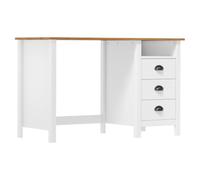Mesa de escritorio mesa de trabajo mueble de ordenador estudio Hill con 3 cajones 120 x 50 x 74 cm pino sólido blanco 02_0023858