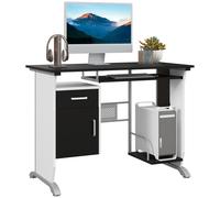 Mesa de escritorio para ordenador de la marca Homcom, diseño en MDF, 100 cm de largo, 52 cm de ancho y 75 cm de alto, en color blanco y negro. Negro