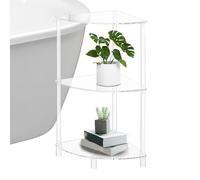 Mesa de esquina acrílica, mesa de esquina de acrílico transparente de 3 niveles, mesa auxiliar triangular transparente, mesa auxiliar de esquina, mesa de esquina para salón, dormitorio, baño