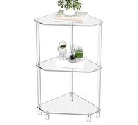 Mesa de esquina de acrílico,Mesa de esquina de acrílico,Mesa de centro triangular de 3 niveles para espacios pequeños | Mesa de esquina con soporte de estante de esquina 12x12x26 pulgadas para sala de