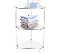 Mesa De Esquina Triangular Acrílico: Soporte Transparente De 3 Niveles, Estantería Decorativa Estrecha | Organizador De Ahorro De Espacio Para Sala De Estar, Oficina, Dormitorio, Apartamento Pequeño,