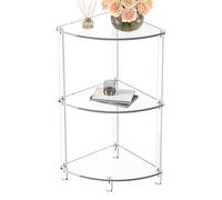 Mesa de Esquina Triangular acrílico - Table Lateral Transparente, Extremo | Soporte de Estante de Almacenamiento de 3 Niveles, exhibición Transparente Premium para Dormitorio Dormitorio de la Sala de
