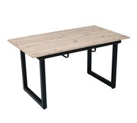 Mesa de estilo industrial extensible con tablero de fibra de densidad media y patas de metal negro, grande para 4-6 personas, 140-180 cm