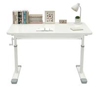 Mesa de estudio ajustable con manivela y soporte de acero al carbono, se puede usar para trabajo de oficina, colocar una computadora de escritorio para jugar, hacer tareas y leer libros White 80cm