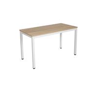 VASAGLE Mesa de Ordenador Mesa de Estudio Mesa de Comedor 120 x 60 x 76 cm Madera Natural y Blanco LWD64N