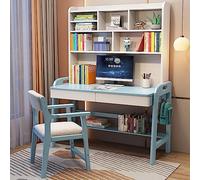 Mesa de estudio de madera maciza ajustable en altura con estante y cajón de almacenamiento, escritorio ideal para escribir y estación de trabajo para uso doméstico y escolar