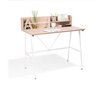 | Mesa de Estudio, Escritorio, Mesa Office, Modelo Level, Acabado en Cambrian y Blanco, Medidas: 100 cm (Largo) x 54 cm (Fondo) x 94 cm (Alto)