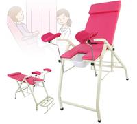 Mesa de Examen ginecológico, Cama de Operaciones de ginecología Plegable portátil, Silla de enfermería para Pacientes ambulatorios, Mesa (Pink A)
