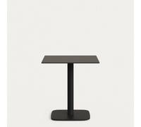 Mesa de exterior Dina, color negro, con pata de metal, acabado en negro, 68 x 68 x 70 cm