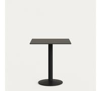 Mesa de exterior Esilda, negra, con pata de metal, 70 x 70 x 70 cm