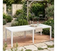 Mesa de Exterior Extensible Rectangular, Made in Italy, Color Blanco, Medidas 150 x 72 x 90 cm (Extensible hasta 220 cm)
