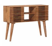 Mesa de extremo de madera de acacia 100x30x75 cm hecha a mano | Madera maciza de acacia hecha a mano, diseño minimalista, diseño de listón, para sala de estar y pasillo