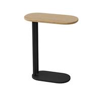 Mesa de extremo lateral redonda de metal con tapa de madera sólida, moderna mesa de centro de noche ligera para la sala de estar para la sala de estar restaurante de restaurante pequeño espacio pequ