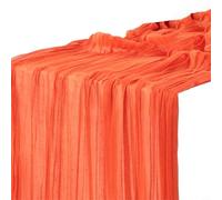 Mesa de gasa de poliéster para camino semitransparente, ligera, para boda, fiesta, comedor, decoración de mesa rústica-elegante (90 x 400 cm, naranja)