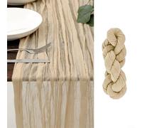 Mesa de gasa rústica para camino de 27 5 x 160 pulgadas para decoración de bodas, recepciones, fiestas, telón de fondo, decoración de sillas y estilo de eventos (beige)