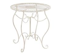 CLP Mesa de Hierro Indra de diseño nostálgico I Mesa con Patas curvadas I Color: Crema Envejecido