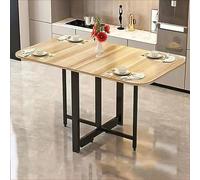Mesa de hoja de gota plegable, Comedor de cocina amplia, Pañal de madera de espacio para muebles para pequeños apartamentos, sala de estar y oficina, marco de acero para color de carbono, almacenamien