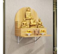 Mesa de Incienso y Nicho Budista de Bambú, Mueble de Santuario Budista de Pared - Estante de Altar para el Hogar para Adorar a Buda, Guanyin(Light walnut color,70x61.6x61.2cm/27.6x24.2x24.2in)