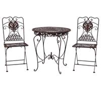 Mesa de jardín + 2x silla de la antigüedad del hierro sillas de bistro estilo
