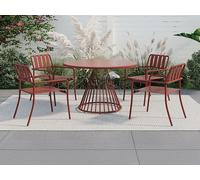 Mesa de jardín D.120 cm de metal - Terracotta - BIRMOS de MYLIA