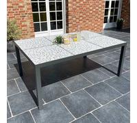 Mesa de jardín de aluminio y cerámica efecto mosaico 10 personas 182x121 cm