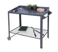 Mesa de Jardín de Metal Con Ruedas, 90 x 55 cm - Jardinería Con Estante de Rejilla, de Trabajo Para Jardín, de Flores Para Exterior - Encimera Con Estante Enrollable