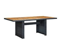 Mesa de Jardín de Poliratán Gris Oscuro con Vidrio Templado para Espacios Exteriores (Gris Oscuro y marrón)