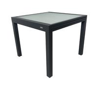 MOMMA HOME Mesa Extensible Jardin Aluminio y Cristal Templado Mesa Comedor Cuadrada Extensible de Exterior Al Aire Libre 4-6 Personas Medidas 90/180x90x74H cm (Gray)