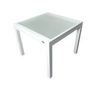MOMMA HOME Mesa Extensible Jardin Aluminio y Cristal Templado Mesa Comedor Cuadrada Extensible de Exterior Al Aire Libre 4-6 Personas Medidas 90/180x90x74H cm (Blanco)