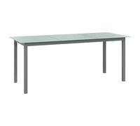 Mesa de Jardín Exterior, Mesa Terraza con Estructura de Aluminio y Tablero de Cristal Templado, Diseño Moderno y Resistente a la Intemperie, Mesa Auxiliar Exterior,Gris Claro, 190 x 90 x 74 cm