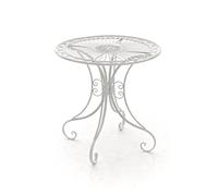 CLP Mesa de jardín Hari | Mesa Auxiliar de Exterior en Estilo rústico | Mesa de terraza Redonda 70 cm de diámetro, Color:Blanco Envejecido