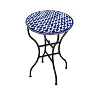 Mesa De Jardín Marroquí Mosaico Blanca 60 cm Plegable Hecha A Mano