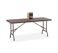 Mesa de jardín Mesa de balcón Mesa camping marrón Mesa de patio plegable 180 cm