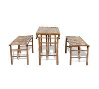 Mesa de jardín plegable con 2 bancos 100 cm de bambú vidaxl