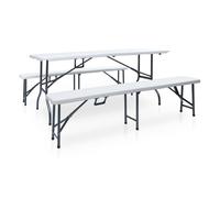 Mesa de jardín plegable con 2 bancos acero y hdpe blanco 180 cm vidaxl 42 cm